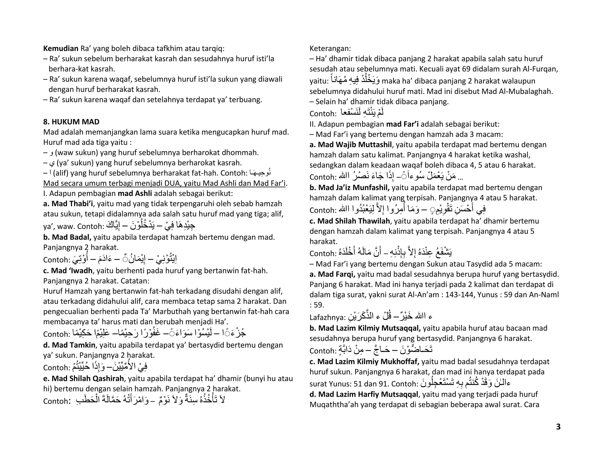 Ringkasan ilmu tajwid | PDF