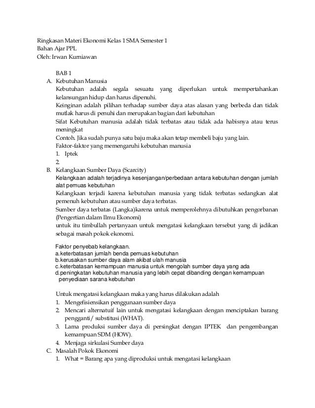 Materi ekonomi kelas 10 semester 1 kurikulum 2013 pdf