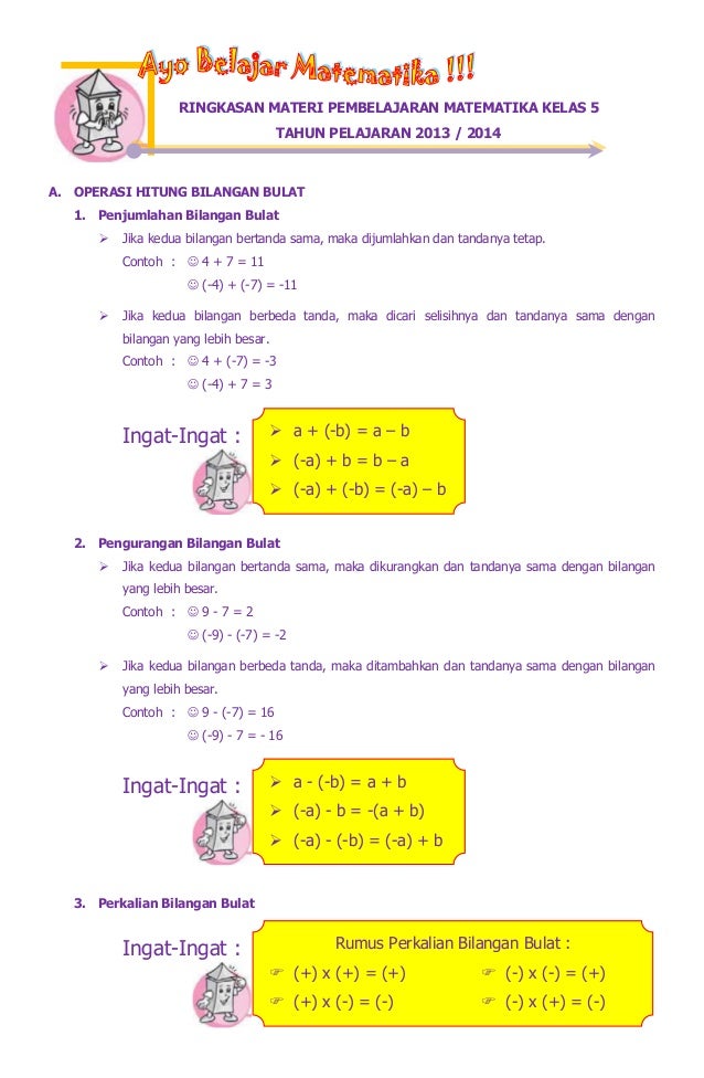 Materi matematika kelas 4 semester 1 operasi hitung bilangan