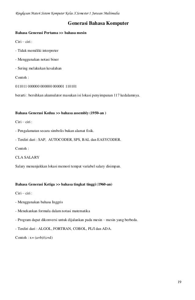 Materi Sistem Komputer Kelas X Semester 1