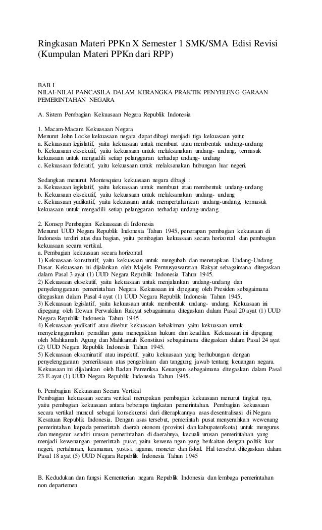 Materi pkn kelas 10 semester 1 kurikulum 2013