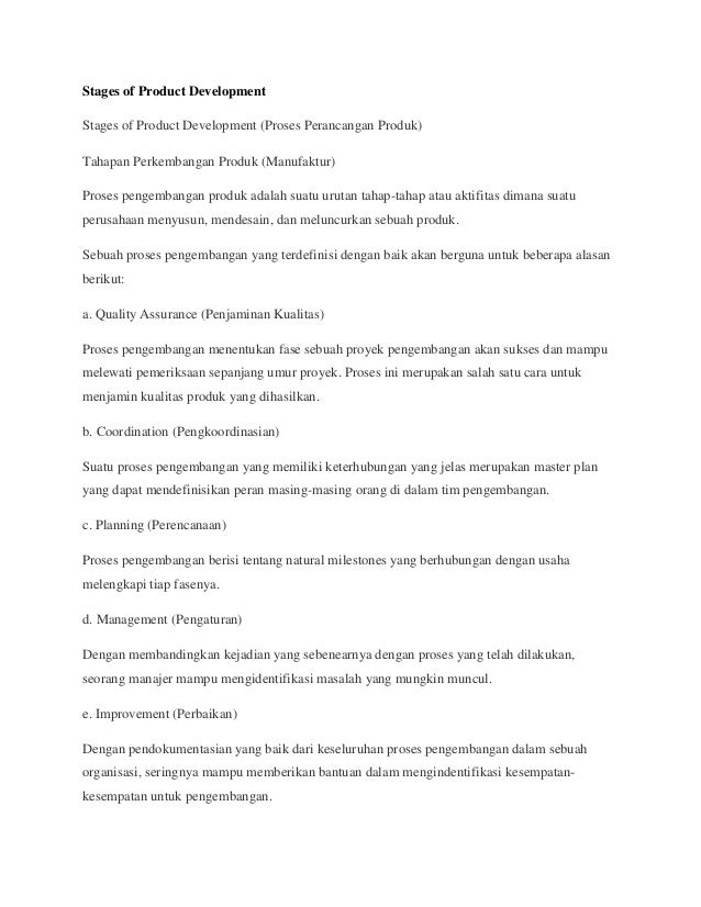 Ringkasan Product Development Dan Quality Assurance
