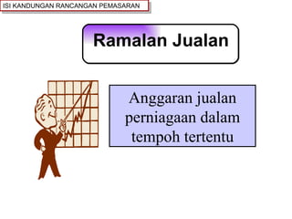 Ramalan Jualan Anggaran jualan perniagaan dalam tempoh tertentu ISI KANDUNGAN RANCANGAN PEMASARAN 