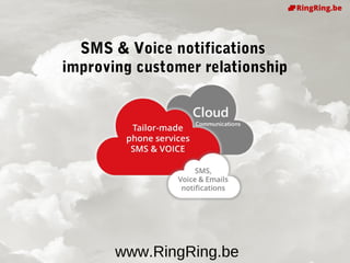 Delivering Cloud Communications since 1991 !
www.RingRing.be
SMS & Voice notifications
improving customer relationship
 