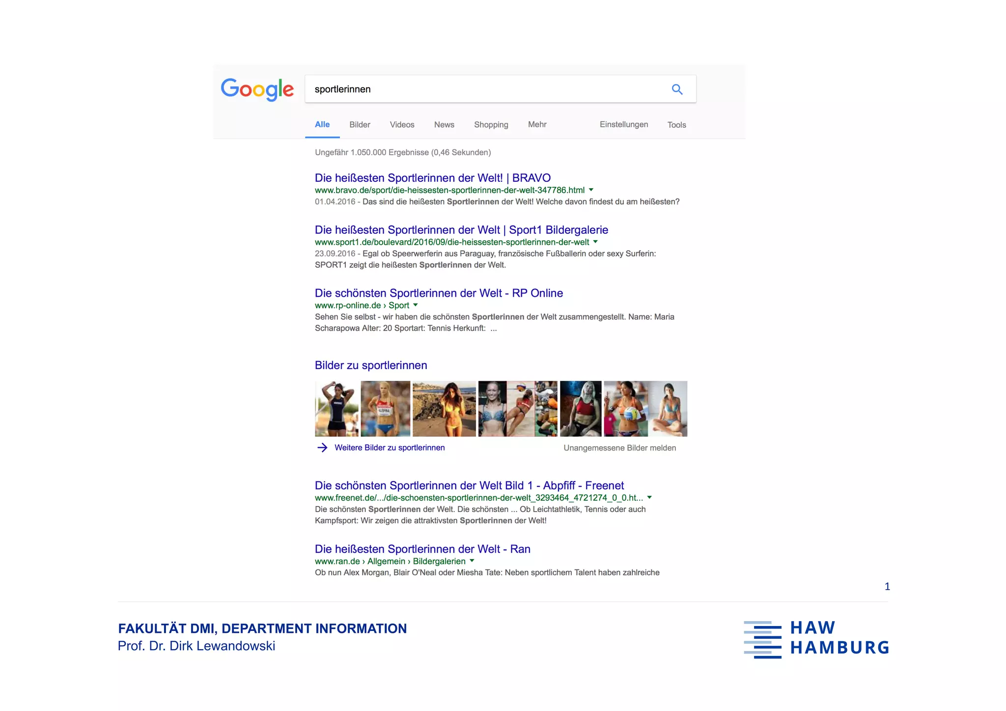 FAKULTÄT DMI, DEPARTMENT INFORMATION
Prof. Dr. Dirk Lewandowski
1	
 