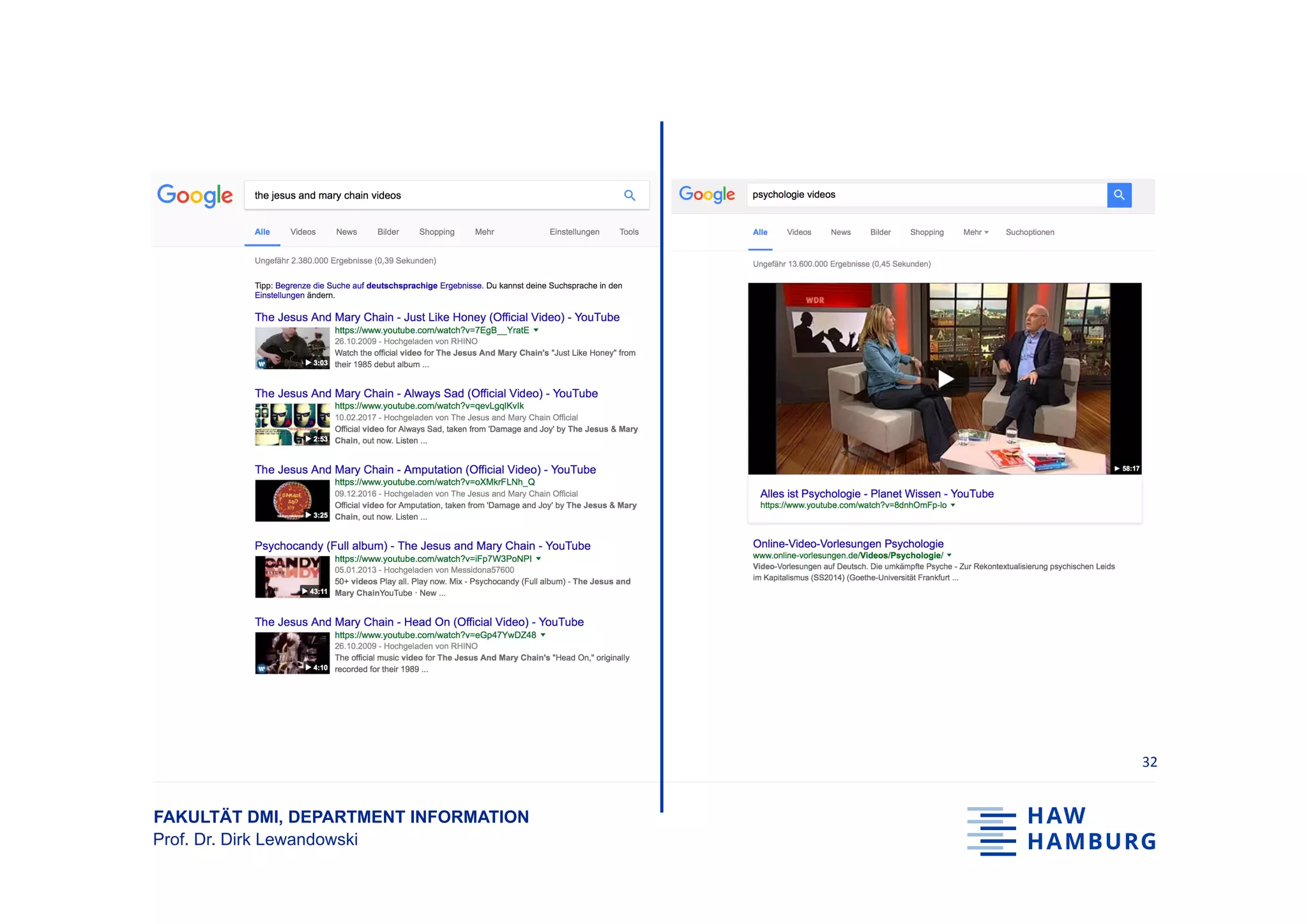 FAKULTÄT DMI, DEPARTMENT INFORMATION
Prof. Dr. Dirk Lewandowski
32	
 