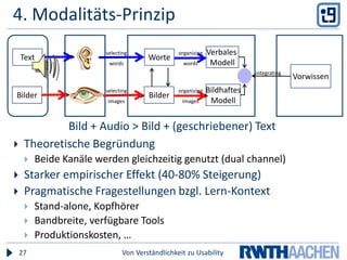 5. Kohärenz-PrinzipVon Verständlichkeit zu Usability28Reihenschaltung:Rges = R1 + R2Parallelschaltung:  1/Rges = 1/R1 + 1/R2