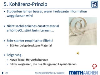 6. Redundanz-Prinzip Von Verständlichkeit zu Usability30In dieser Darstellungsehen Sie vier äqui-valente elektrischeSchaltungen. Den Beweis hierfür liefertdie Animation, diedie Schaltungen in-einander überführt.Bitte achten Sie auchauf …