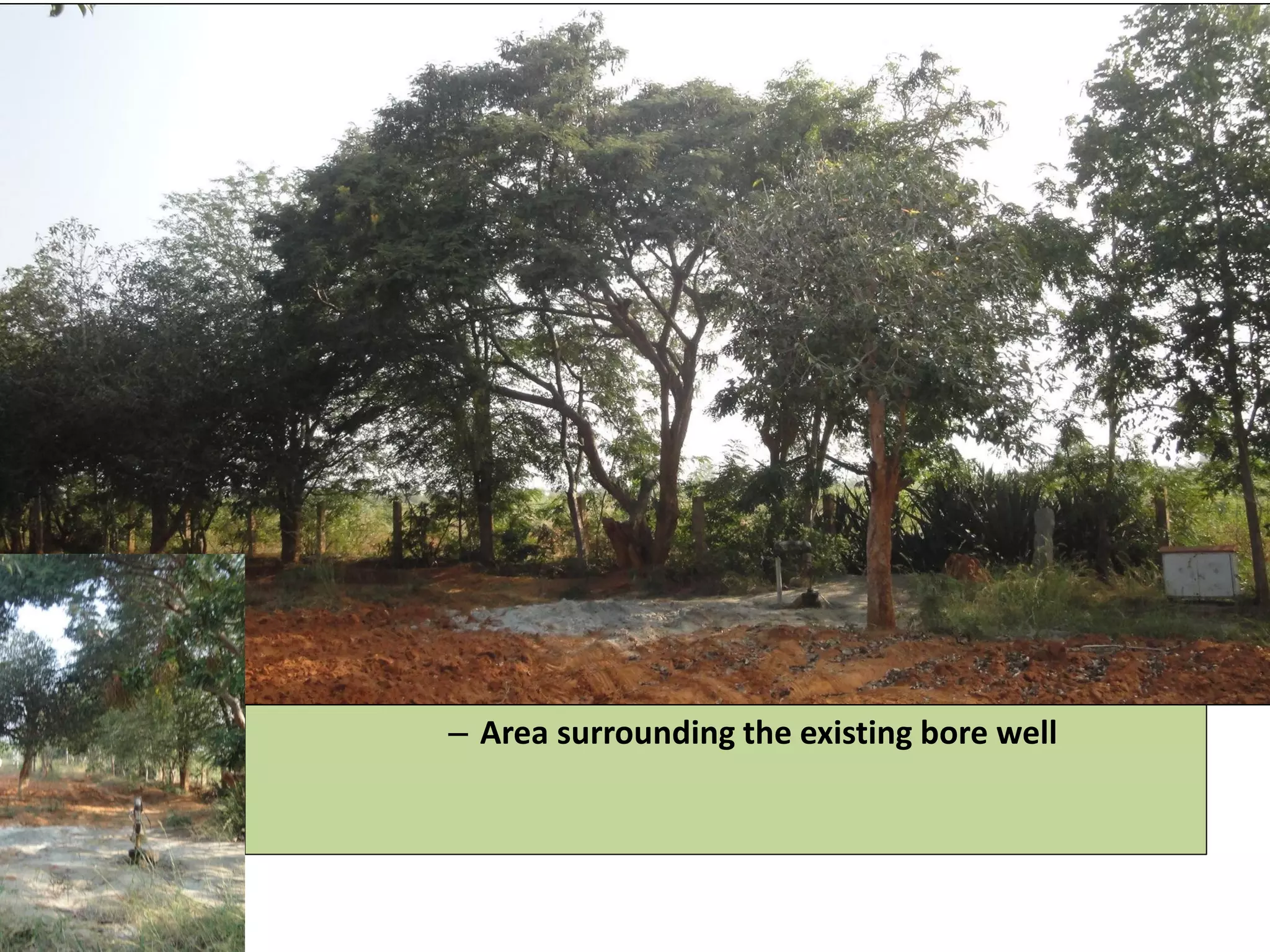 – Area surrounding the existing bore well
 