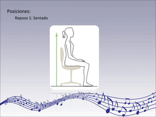 Posiciones:
Reposo 1: Sentado
 