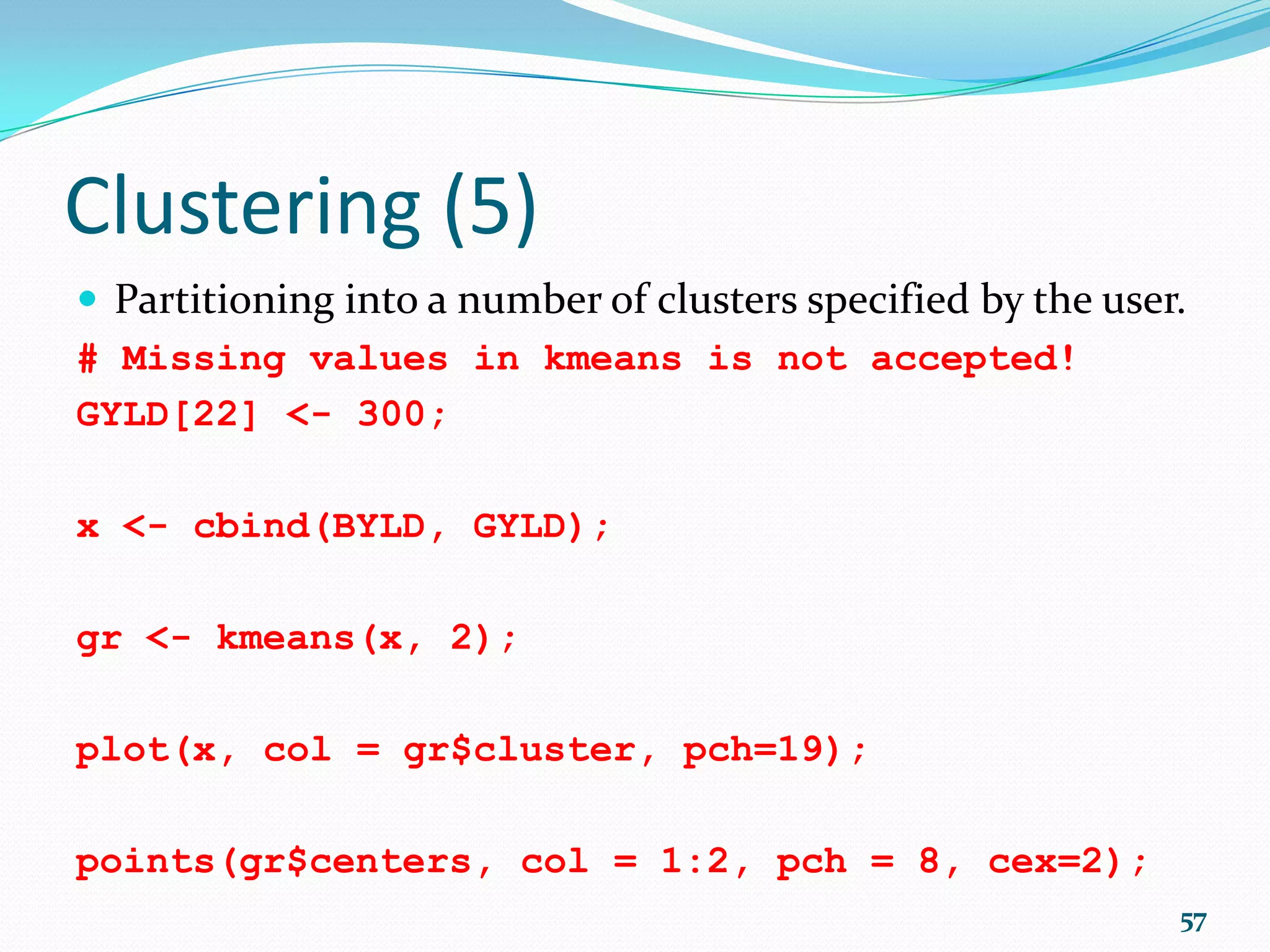 ANOVA (8) mc <- TukeyHSD(model, "N", ordered = TRUE); mc Tukey multiple comparisons of means 95% family-wise confidence level factor levels have been ordered Fit: aov(formula = Yield ~ N * S) $N diff lwr upr p adj 180-0 0.71166667 0.4756506 0.9476827 0.0000003 230-0 0.79500000 0.5589840 1.0310160 0.0000000 230-180 0.08333333 -0.1526827 0.3193494 0.6567397 57 