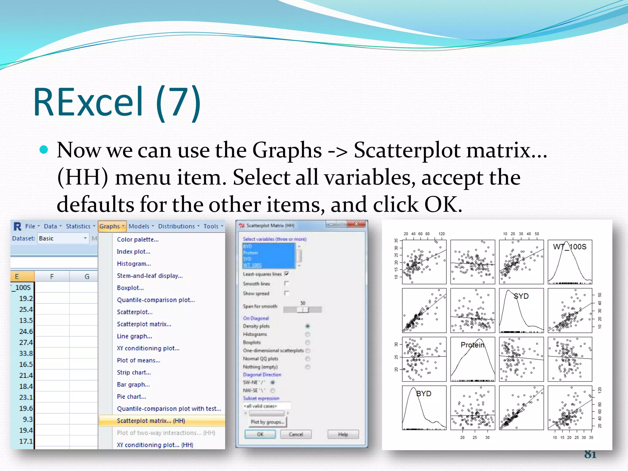 Programming (4)  The code for R functions can be viewed, and in most cases modified, if so is desired using fix() function.  You can trigger garbage collection by call gc() function which will report few memory usage statistics.  Basic tool for code timing is: system.time(commands)  tempfile() give a unique file name in temporary writable directory deleted at the end of the session. 81 