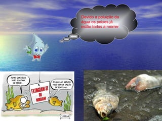 Devido a poluição da água os peixes já estão todos a morrer 
