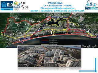 PARCERIAS 
TA + Associações + SMAC 
Plano de mobilidade sustentável 
BARRA / RECREIO E BAIXADA DE JACAREPAGUÁ 
 