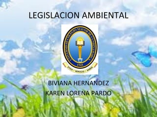 LEGISLACION AMBIENTAL




    BIVIANA HERNANDEZ
   KAREN LORENA PARDO
 