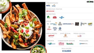 RIO GASTRONOMIA
XXX
A P R E S E N TA Ç Ã O
PAT R O C Í N I O M A S T E R
PAT R O C Í N I O
A P O I O
PA R T I C I PA Ç Ã O C A F É O F I C I A L R Á D I O O F I C I A L
PA R C E R I A F O R N E C E D O R O F I C I A L P R O D U Ç Ã O
R E A L I Z A Ç Ã O
 