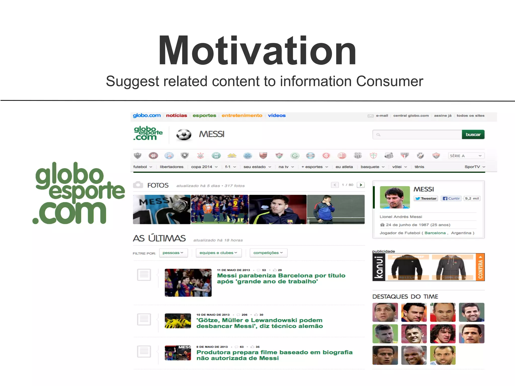 Suggest related content to information Consumer
Motivation
 