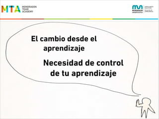 El cambio desde el
aprendizaje

Necesidad de control
de tu aprendizaje

 