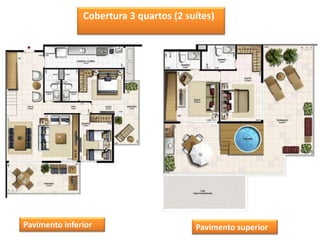 Cobertura 3 quartos (2 suítes)




Pavimento inferior                      Pavimento superior
 