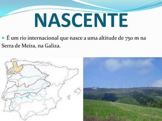 NASCENTE
 É um rio internacional que nasce a uma altitude de 750 m na
Serra de Meira, na Galiza.
 