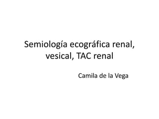 Semiología ecográfica renal,
vesical, TAC renal
Camila de la Vega
 