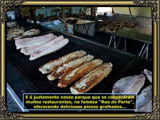 E é justamente nesse parque que se concentram muitos restaurantes, na famosa “Rua do Porto”, oferecendo deliciosos peixes grelhados... 