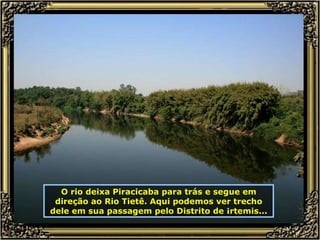 O rio deixa Piracicaba para trás e segue em direção ao Rio Tietê. Aqui podemos ver trecho dele em sua passagem pelo Distrito de Ártemis... 