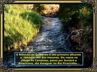 O Ribeirão do Quilombo é seu primeiro afluente  e, também, um dos menores. Ele nasce na cidade de Campinas, passa por Sumaré e Americana, até desaguar no Rio Piracicaba... 