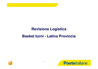 Revisione LogisticaRevisione Logistica
Basket turniBasket turni -- Latina ProvinciaLatina Provincia
21/04/15
11
 