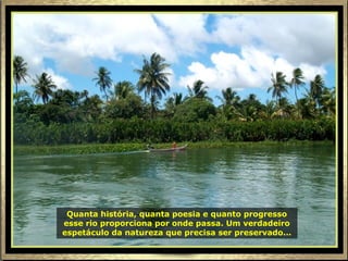 Quanta história, quanta poesia e quanto progresso
esse rio proporciona por onde passa. Um verdadeiro
espetáculo da natureza que precisa ser preservado...
 