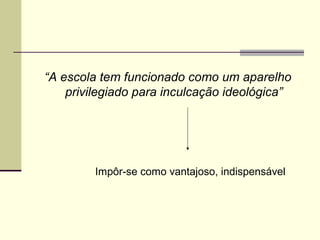“A escola tem funcionado como um aparelho
privilegiado para inculcação ideológica”

Impôr-se como vantajoso, indispensável

 