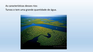 As características desses rios:
Turvos e tem uma grande quantidade de água.
 