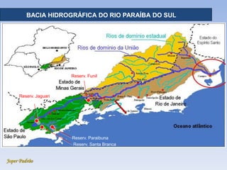 Joper Padrão
RECURSOS HÍDRICOS - DISTRIBUIÇÃOBACIA HIDROGRÁFICA DO RIO PARAÍBA DO SUL
Barra do Piraí
Reserv. Funil
Reserv. Jaguari
Reserv. Paraibuna
Reserv. Santa Branca
 