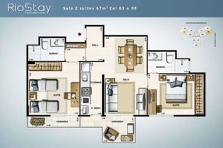 Sala 2 suítes 67m2 Col 03 e 09
 