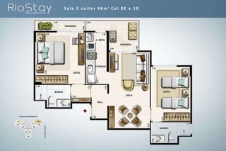 Sala 2 suítes 68m2 Col 02 e 10
 