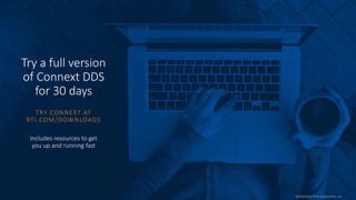Try a full version
of Connext DDS
for 30 days
TRY CONNEXT AT
RTI.COM/DOWNLOADS
Includes resources to get
you up and running fast
©2020 Real-Time Innovations, Inc.
 