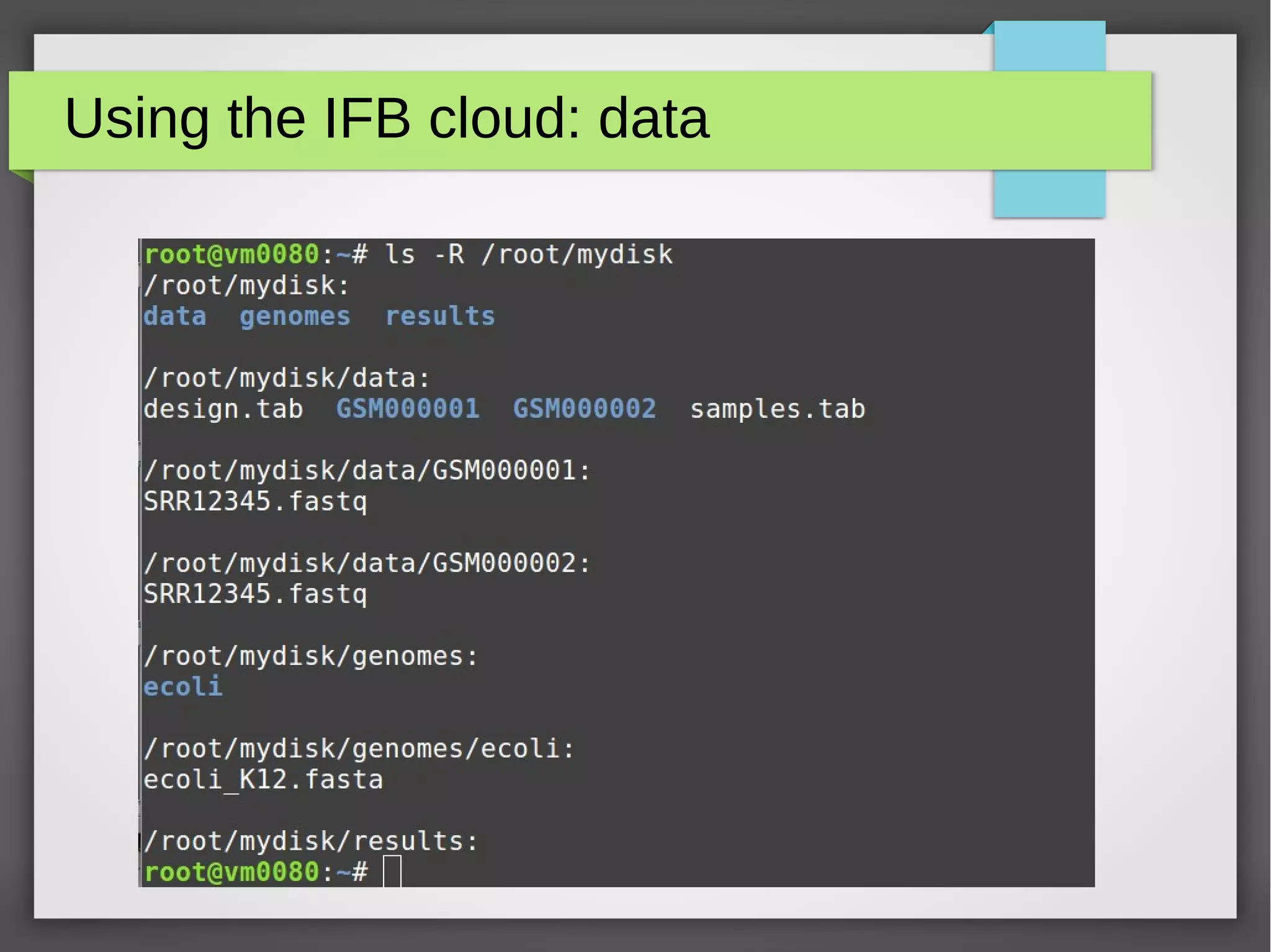 Using the IFB cloud: data
 