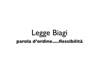Legge Biagi
parola d’ordine.....ﬂessibilità
 