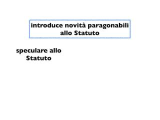 introduce novità paragonabili
            allo Statuto

speculare allo
   Statuto
 