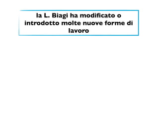 la L. Biagi ha modiﬁcato o
introdotto molte nuove forme di
               lavoro
 