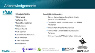 Samuli Ripatti Samuli Ripatti: Polygenic Risk and the GeneRisk Study | PDF