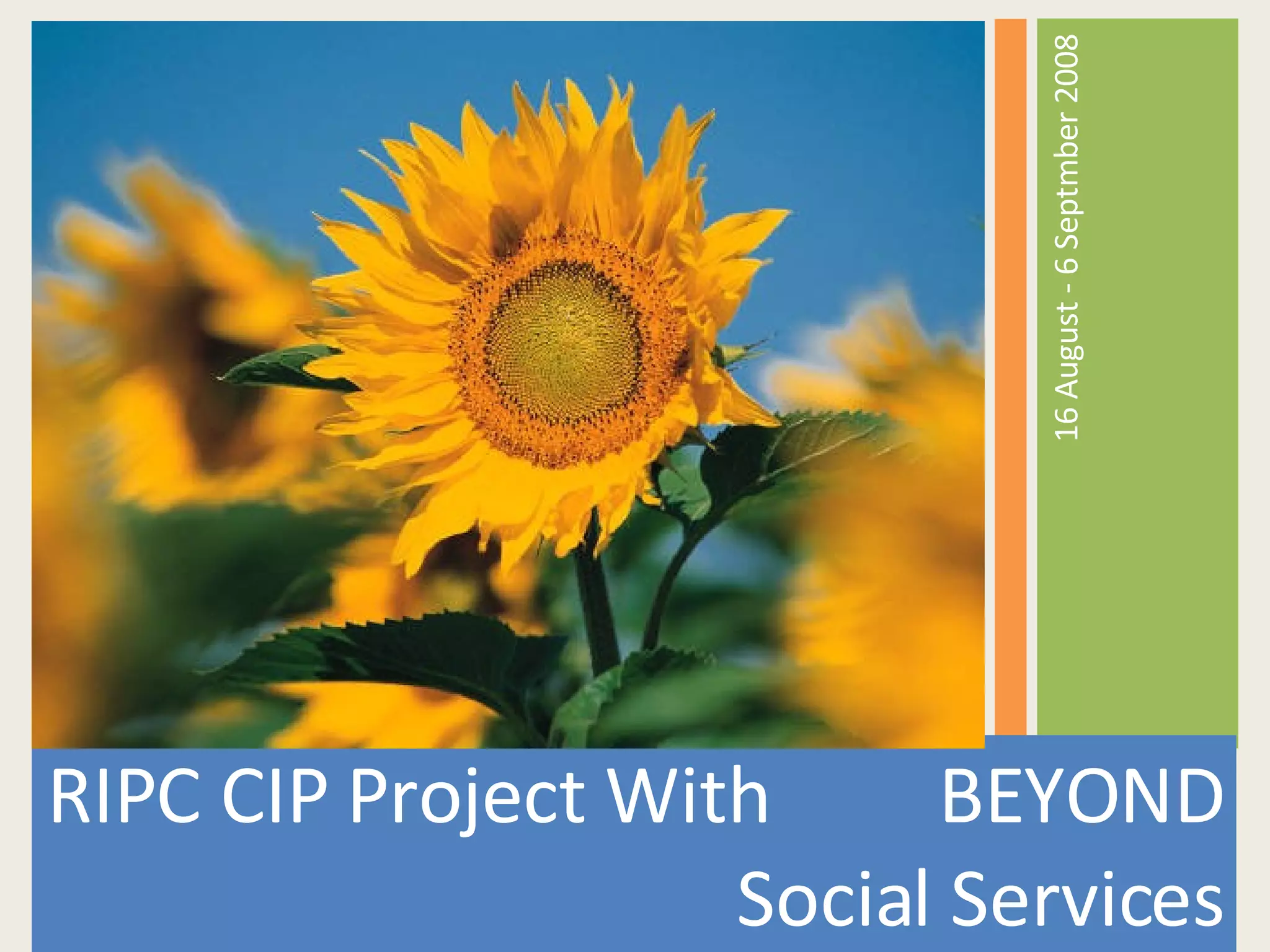 RIPC CIP Project With BEYOND Social Services 16 August - 6 Septmber 2008
