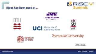 Information Classification: General
Ripes has been used at ...
And others...
 