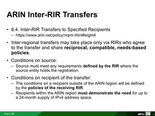 Update on RIPE NCC Inter-RIR Transfer proposal, by Adam Gosling [APNIC 38 / Policy SIG]