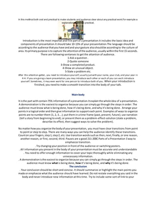 Methods for a good presentation | DOCX | Educational Assessment | Education