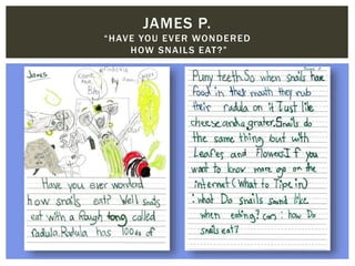 JAMES P.
“HAVE YOU EVER WONDERED
HOW SNAILS EAT?”
 