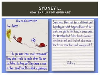 SYDNEY L.
“HOW SNAILS COMMUNICATE”
 