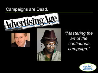 Campaigns are Dead.“Mastering the art of the continuous campaign.”