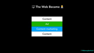 Content marketing
Ad
Content
Content
🖥 The Web Became 👨💻
// @dannydenhard
 