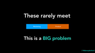 Marketing Product
These rarely meet
This is a BIG problem
// @dannydenhard
 